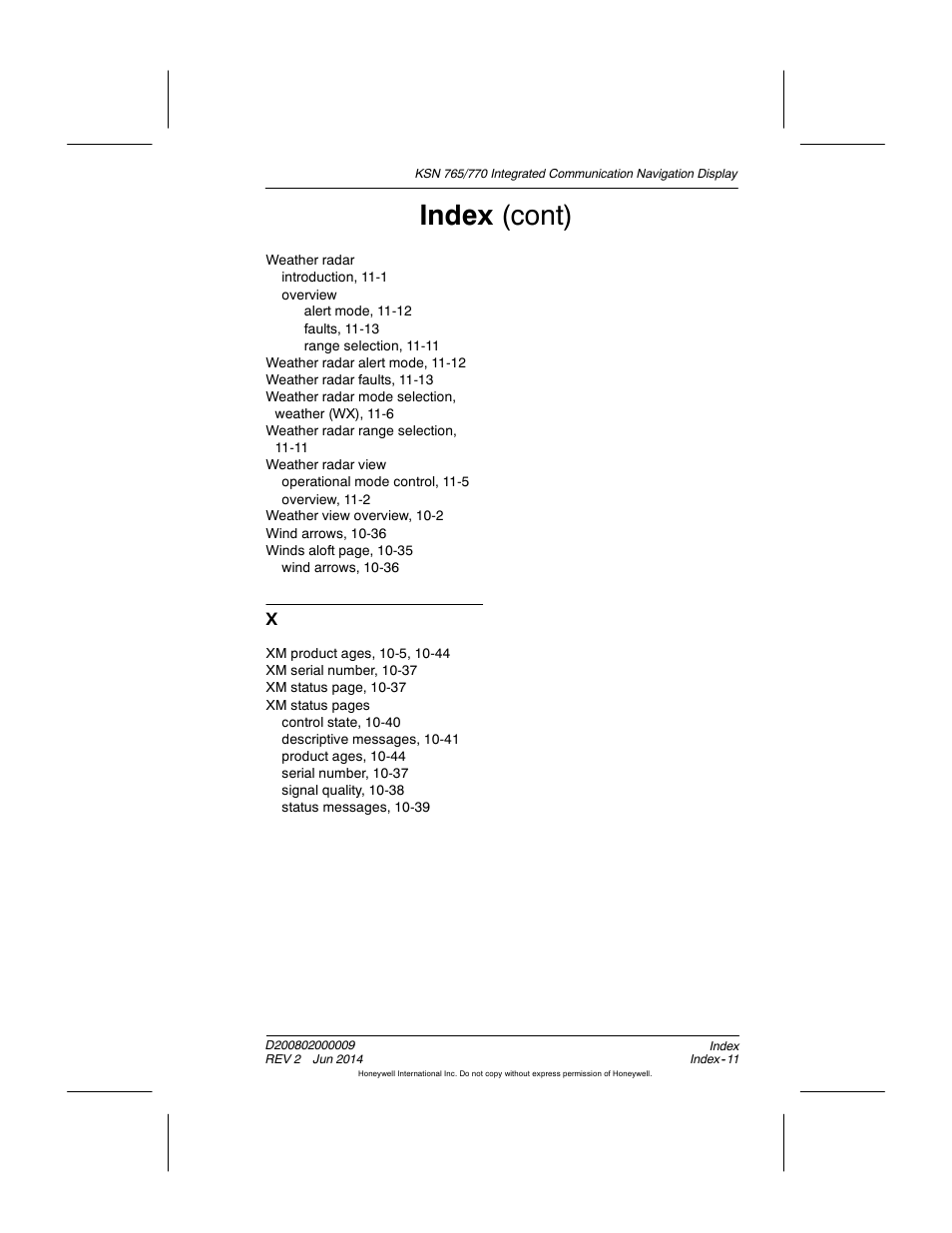 Index (cont) | BendixKing KSN 770 - Pilots Guide User Manual | Page 466 / 467
