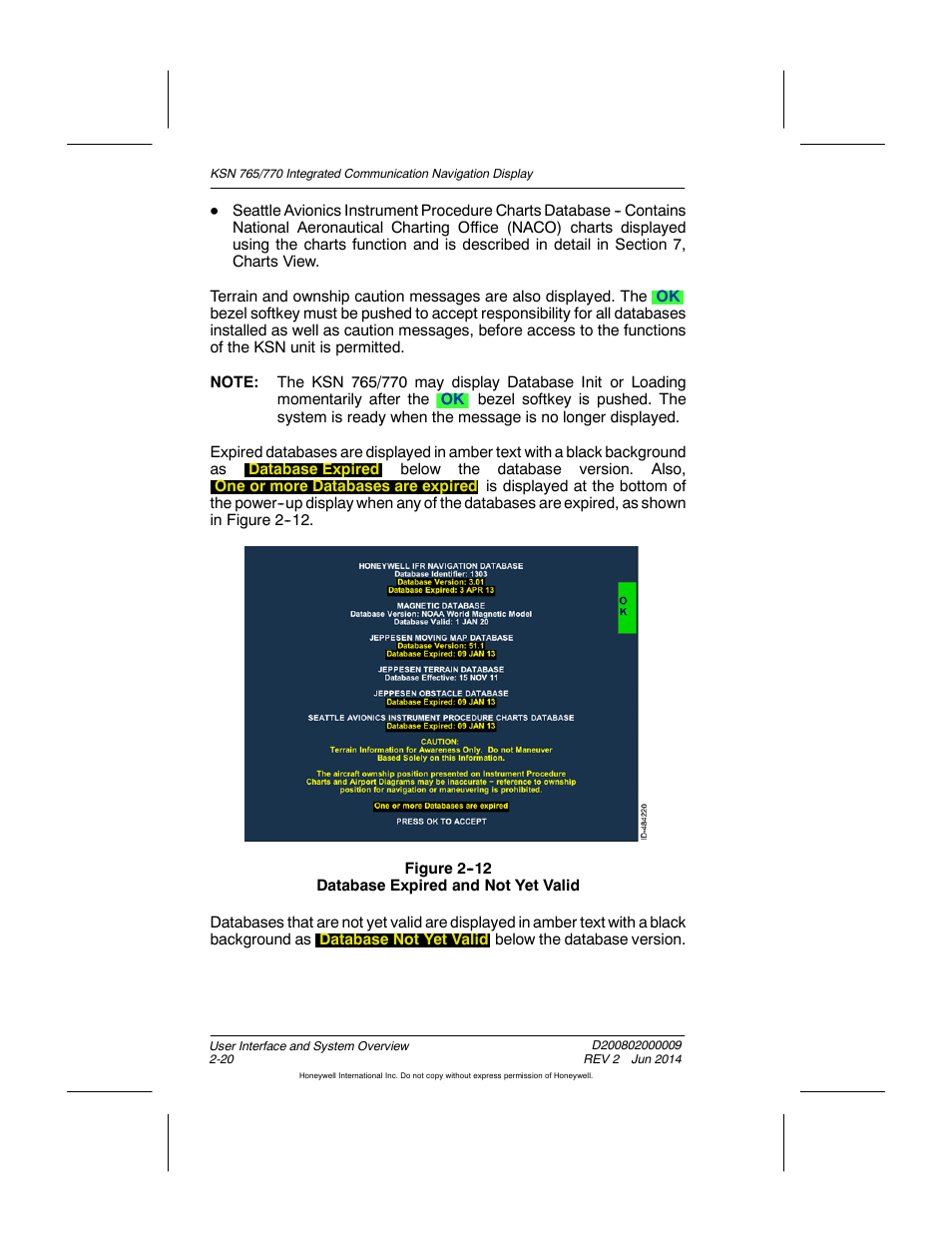 Figure 2-12 database expired and not yet valid | BendixKing KSN 770 - Pilots Guide User Manual | Page 56 / 467