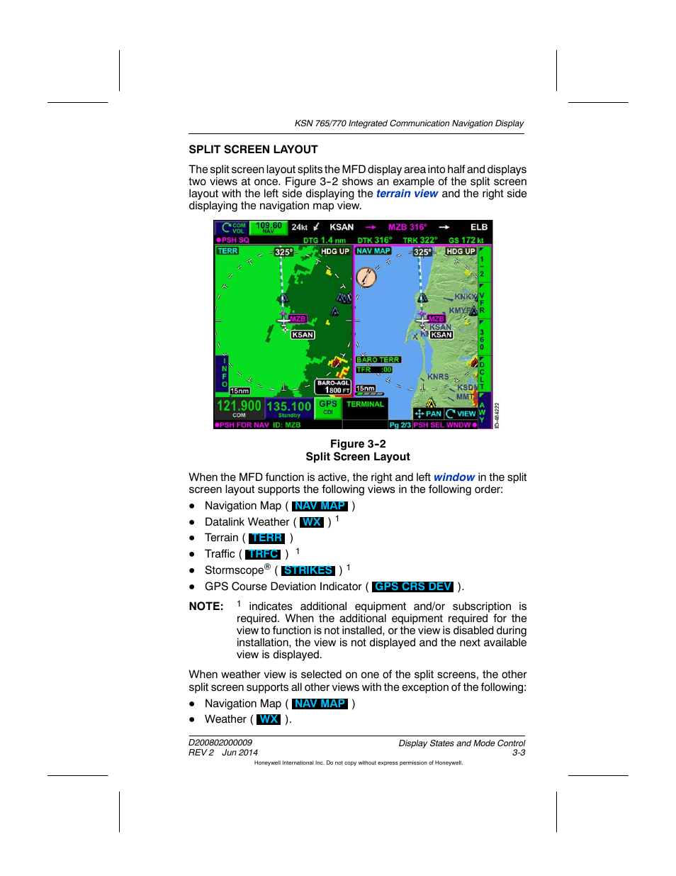 Figure 3-2 split screen layout | BendixKing KSN 770 - Pilots Guide User Manual | Page 59 / 467