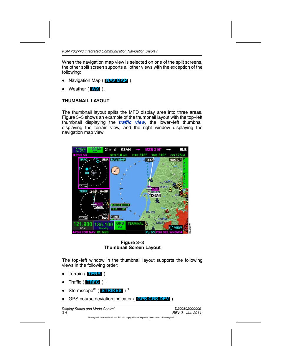 Figure 3-3 thumbnail screen layout | BendixKing KSN 770 - Pilots Guide User Manual | Page 60 / 467