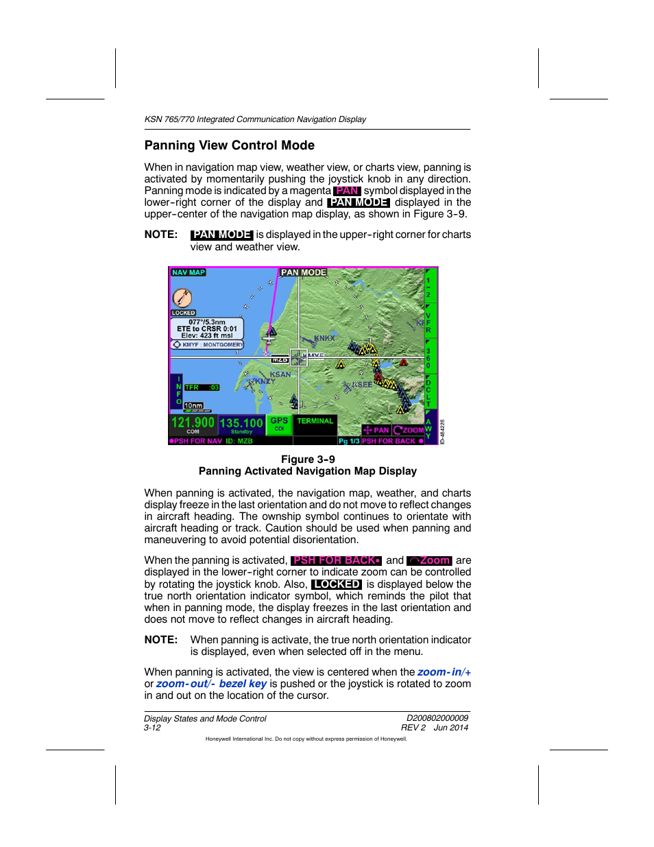 Panning view control mode | BendixKing KSN 770 - Pilots Guide User Manual | Page 68 / 467