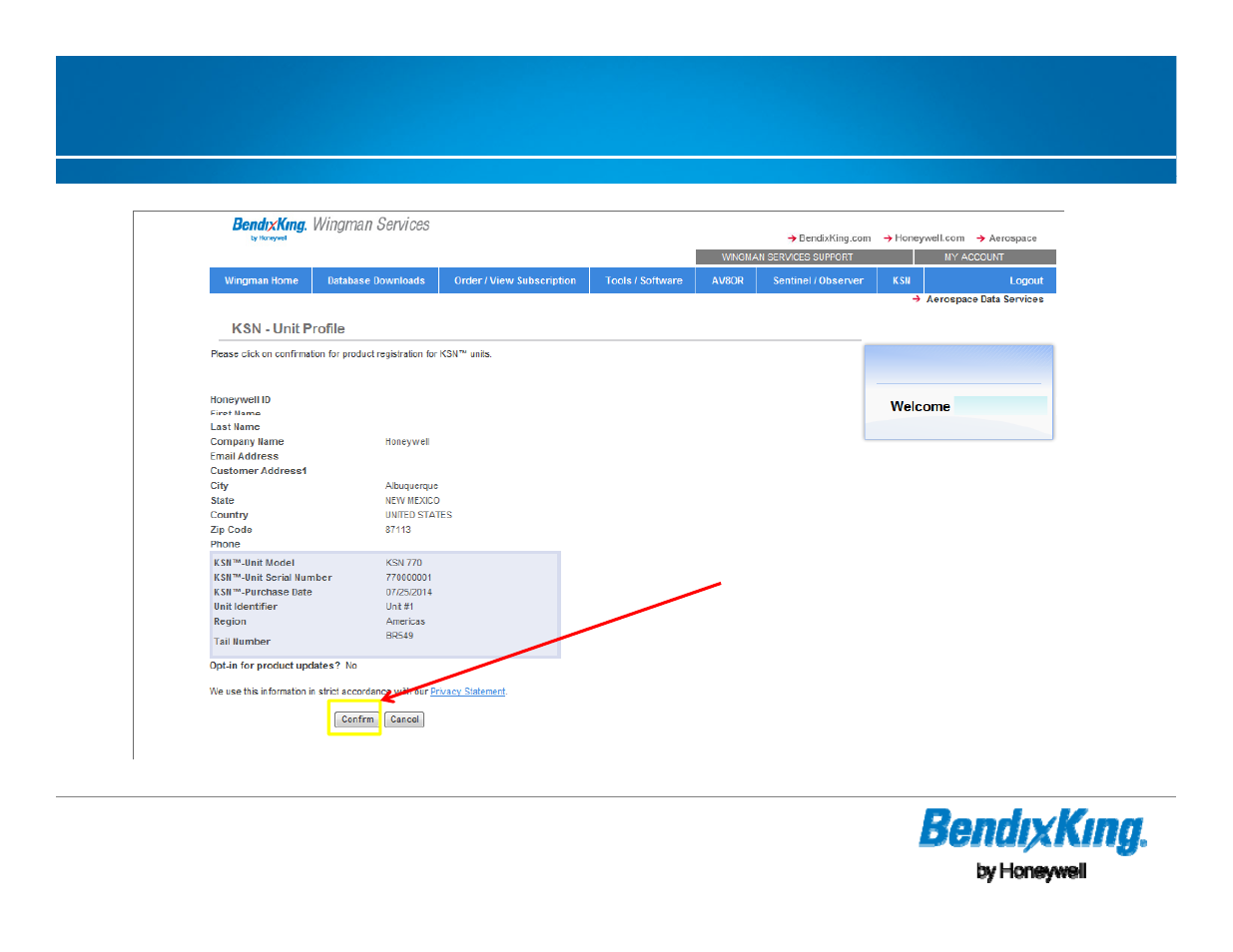 Registering ksn unit - cont | BendixKing KSN 770 - Pilots Guide User Manual | Page 11 / 73