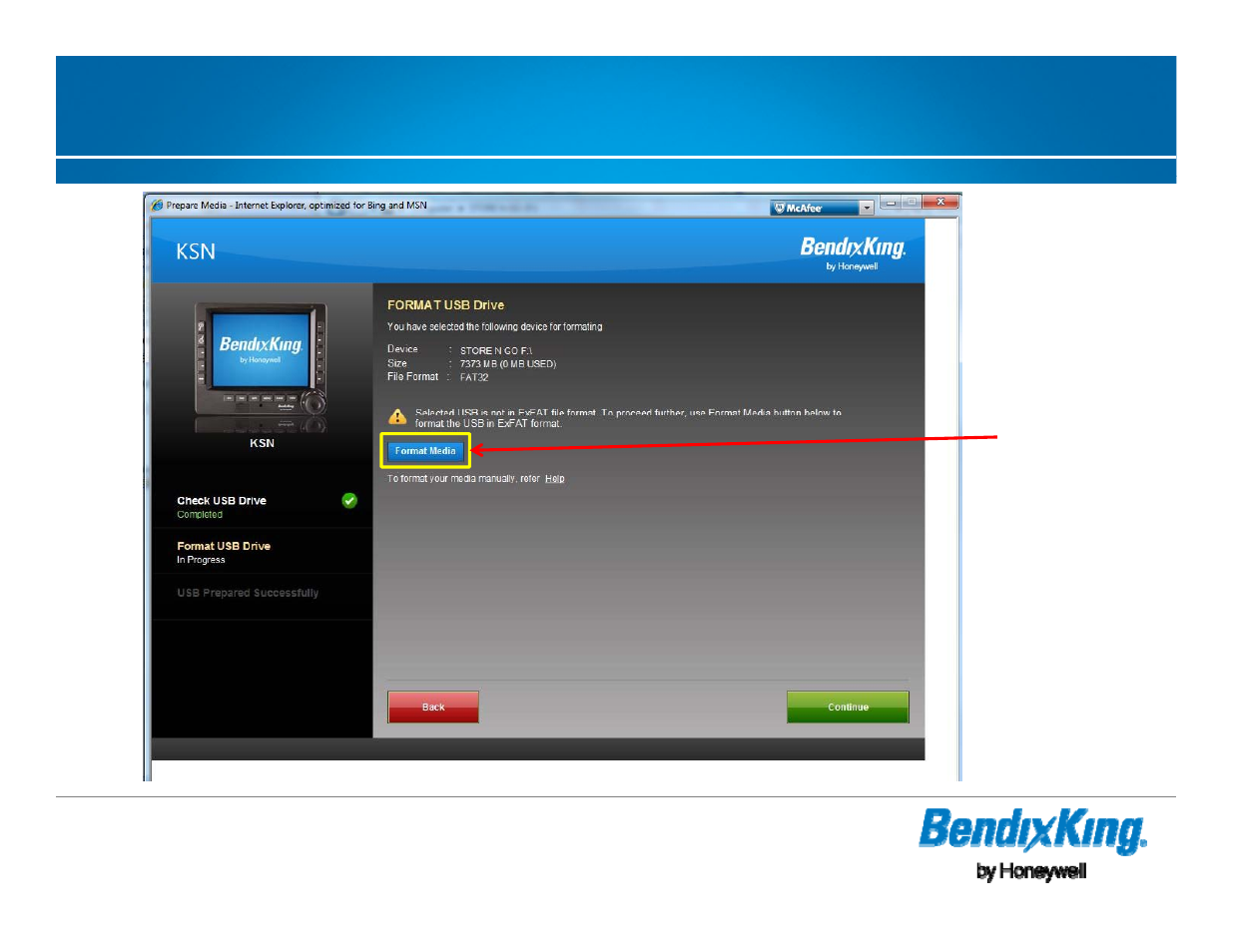 Formatting usb - cont | BendixKing KSN 770 - Pilots Guide User Manual | Page 22 / 73