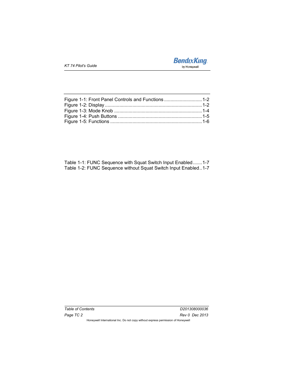 List of illustrations, List of tables | BendixKing KT 74 User Manual | Page 6 / 17