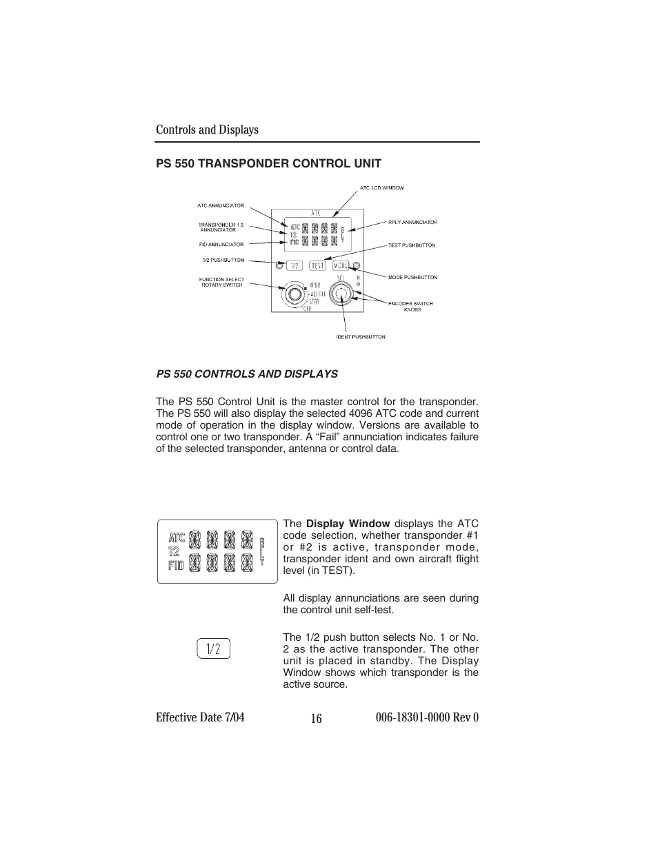 Ps 550 transponder control unit | BendixKing MST 67A User Manual | Page 20 / 27