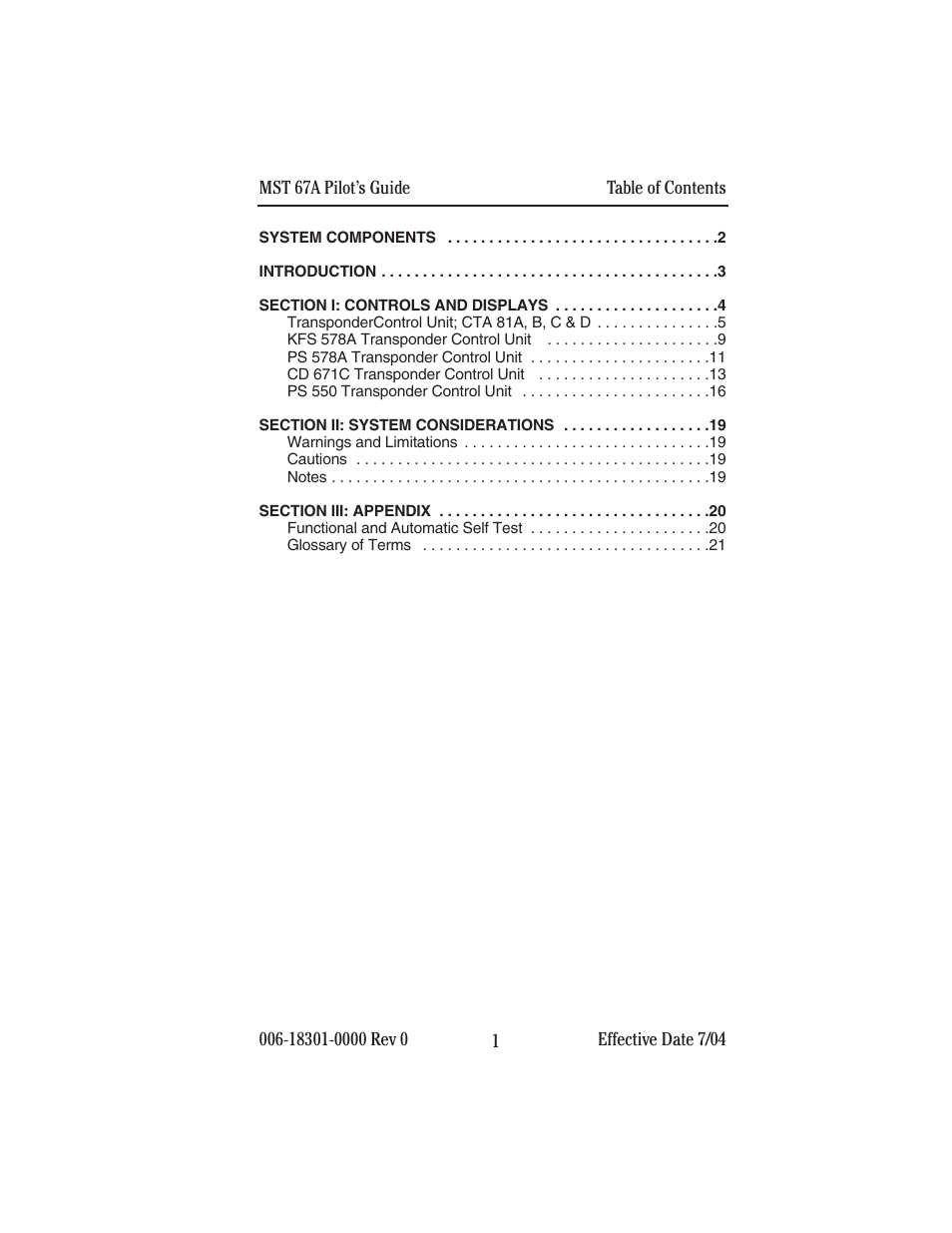 BendixKing MST 67A User Manual | Page 5 / 27