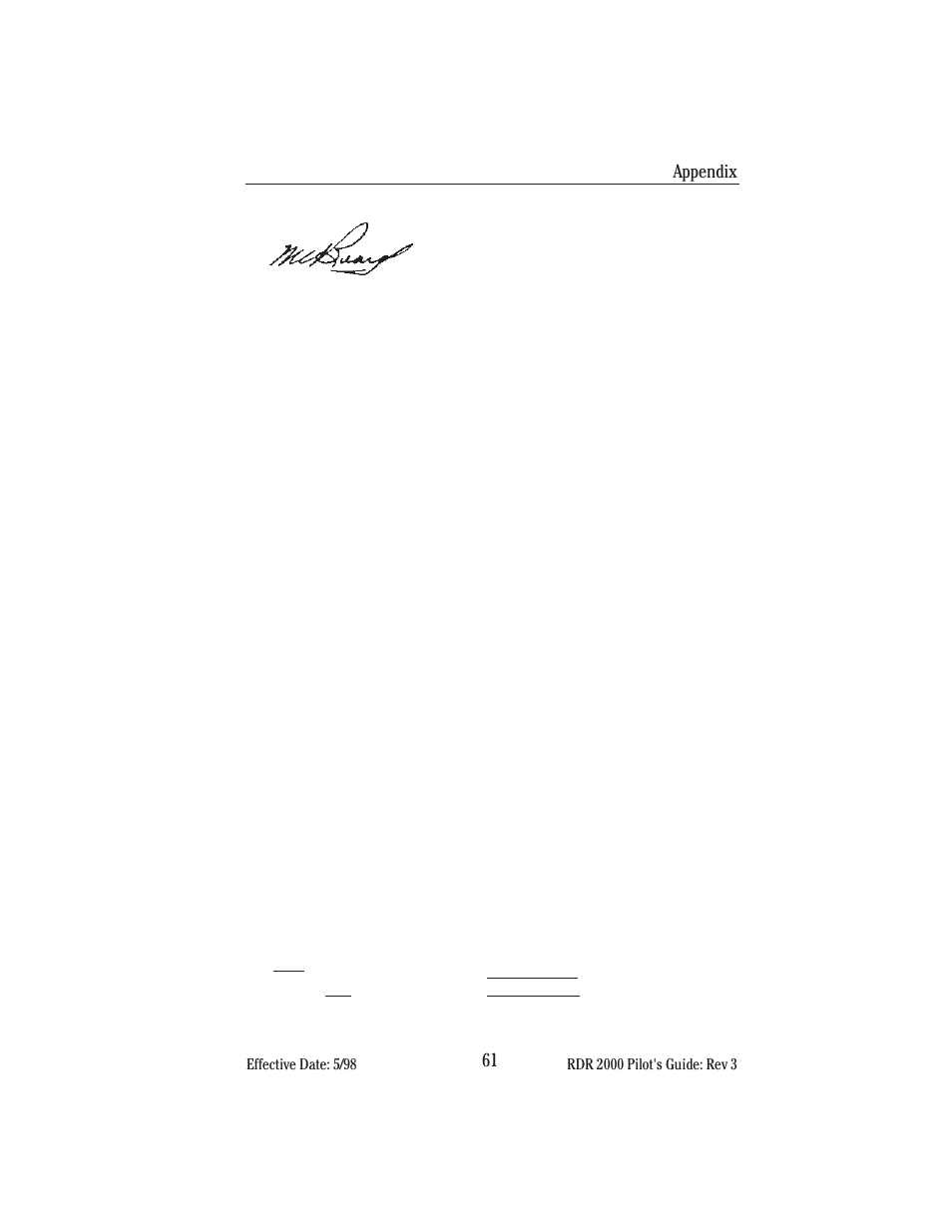 Appendix | BendixKing IN-182A System RDR-2000 User Manual | Page 65 / 71