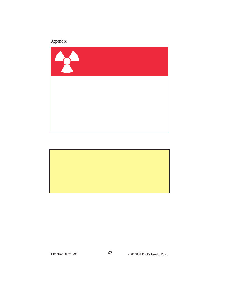 Safety information, Radiation, Warning | BendixKing IN-182A System RDR-2000 User Manual | Page 66 / 71