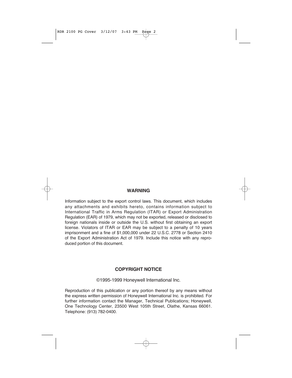 BendixKing IN-862A System RDR-2100 User Manual | Page 2 / 74