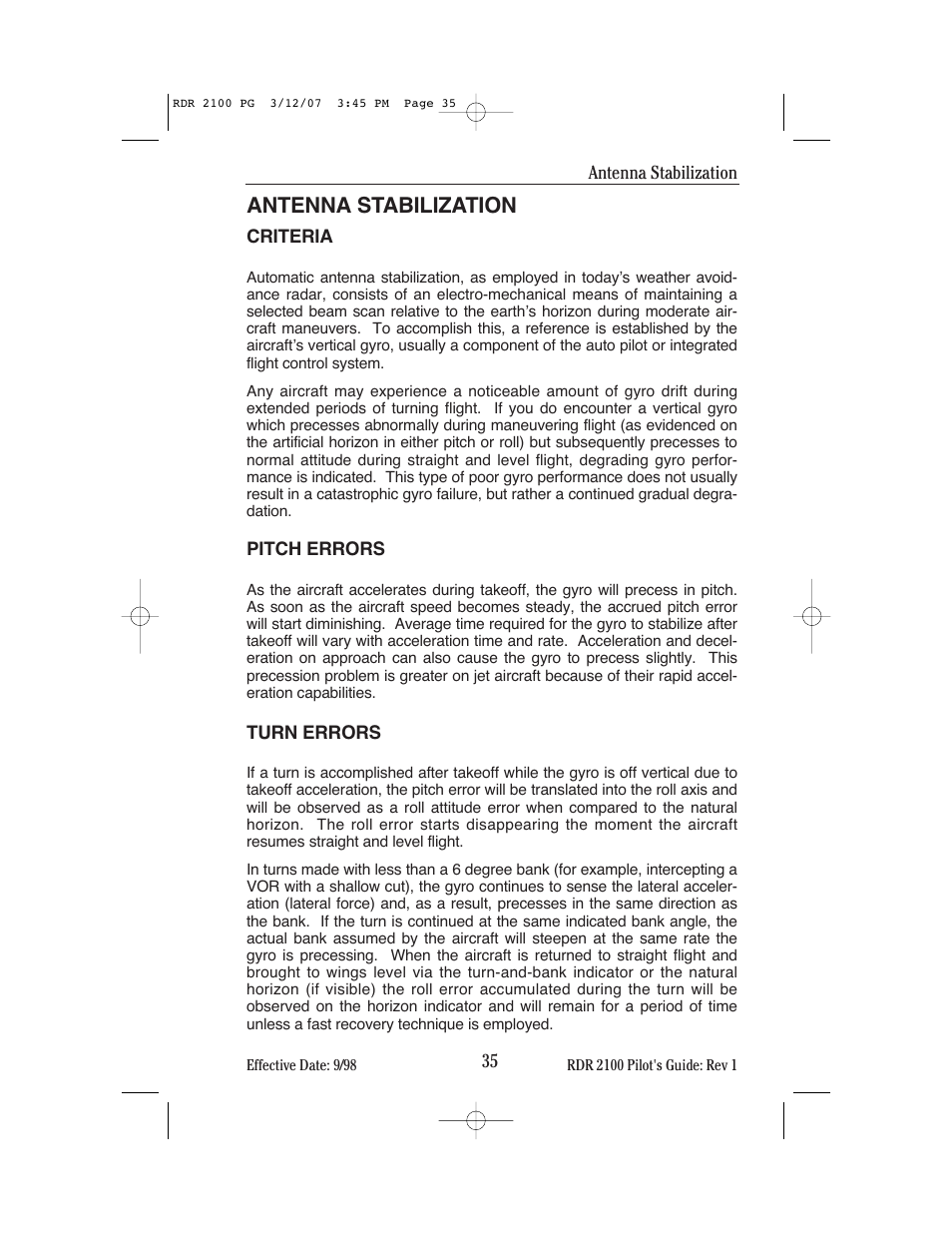 Antenna stabilization | BendixKing IN-862A System RDR-2100 User Manual | Page 39 / 74