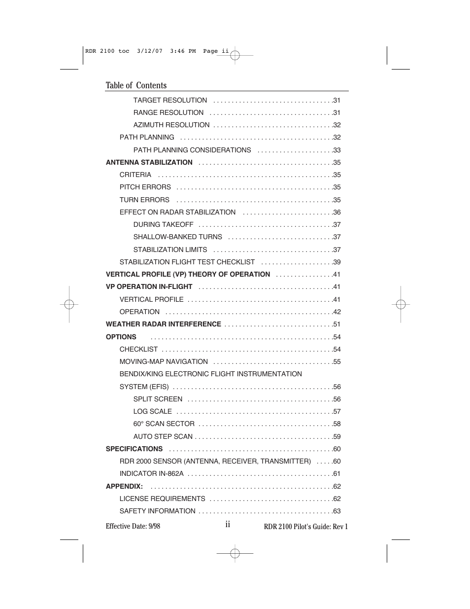 BendixKing IN-862A System RDR-2100 User Manual | Page 4 / 74