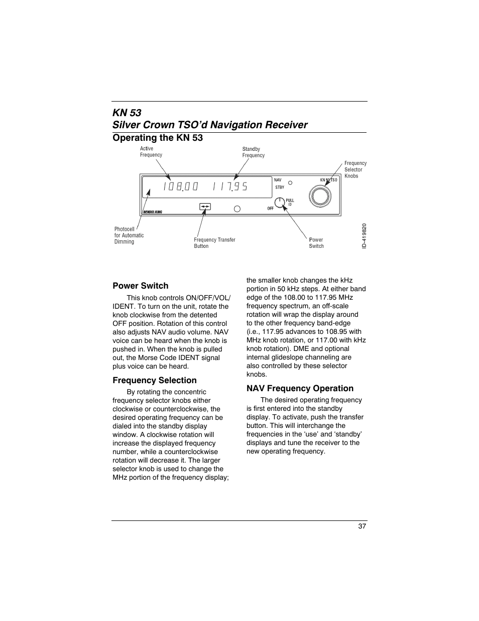 Kn 53 silver crown tso’d navigation receiver | BendixKing SILVER CROWN PLUS System SILVER CROWN PLUS User Manual | Page 41 / 60