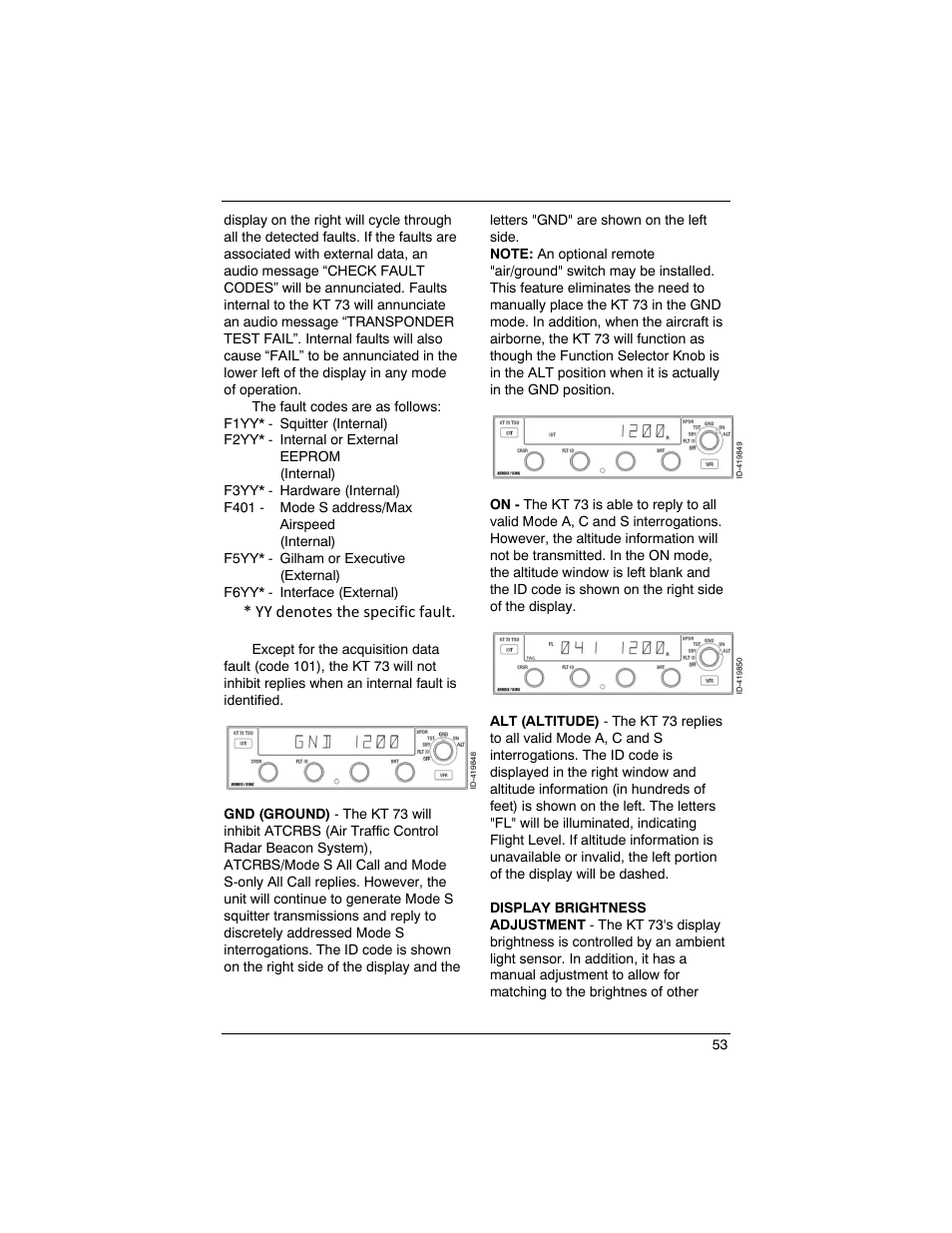 Kt 73 | BendixKing SILVER CROWN PLUS System SILVER CROWN PLUS User Manual | Page 57 / 60
