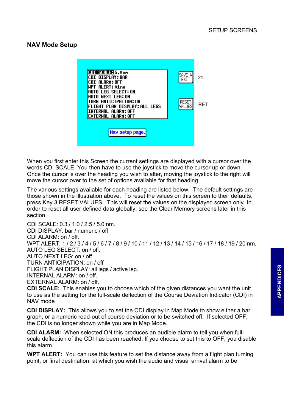 Nav mode setup | BendixKing SKYMAP IIIC User Manual | Page 104 / 155