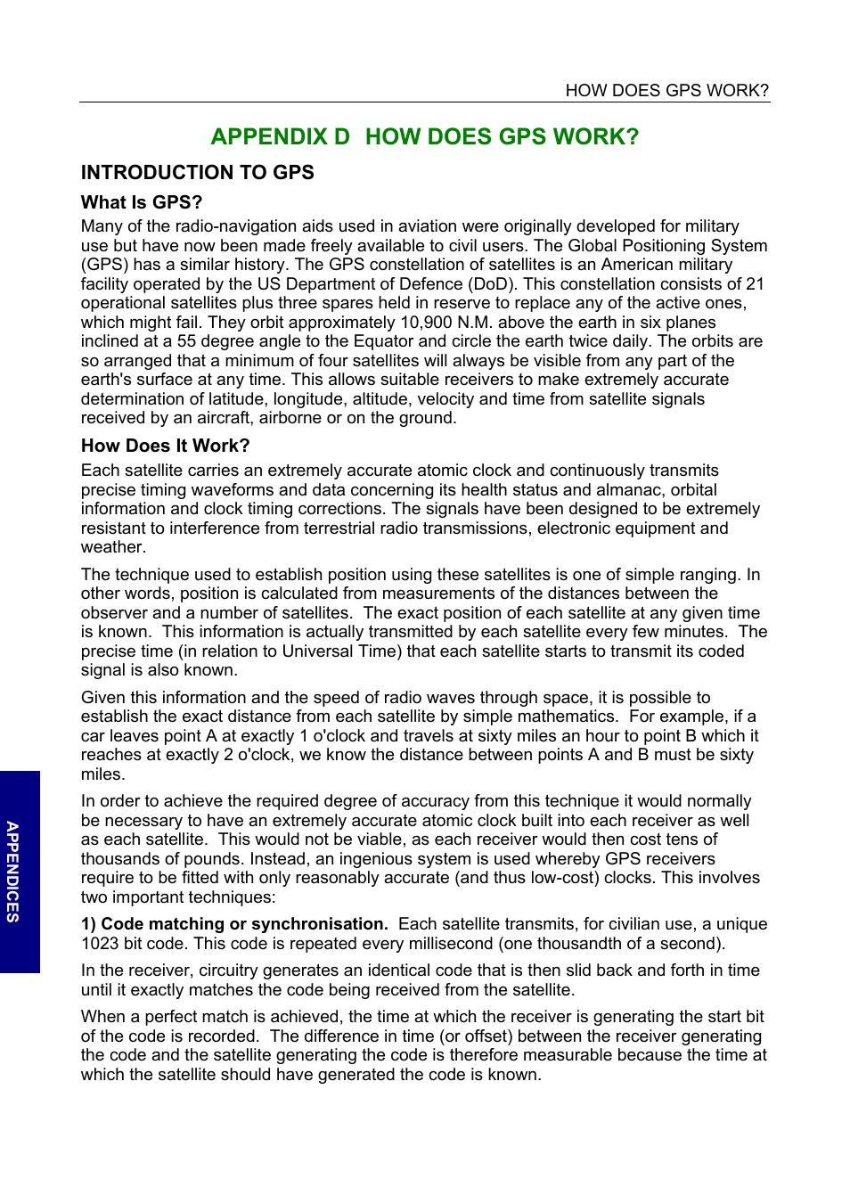 Introduction to gps, What is gps, How does it work | Appendix d how does gps work | BendixKing SKYMAP IIIC User Manual | Page 132 / 155