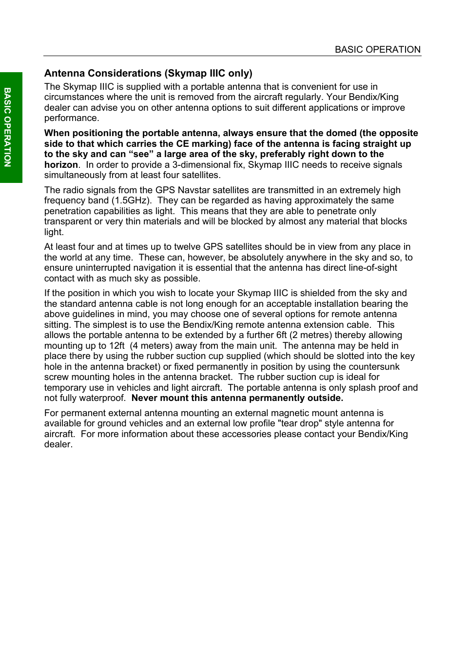 Antenna considerations (skymap iiic only), Antenna considerations (skymap iiic only) 18 | BendixKing SKYMAP IIIC User Manual | Page 27 / 155