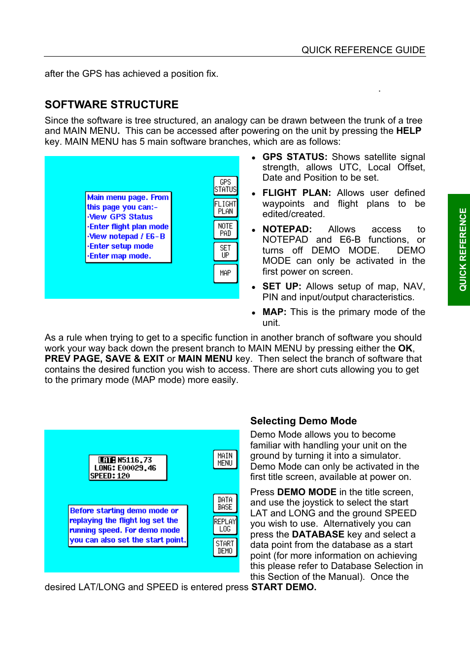 Software structure, Selecting demo mode | BendixKing SKYMAP IIIC User Manual | Page 31 / 155