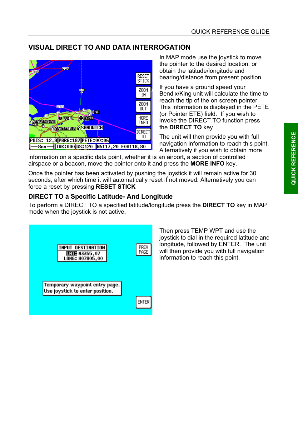 Visual direct to and data interrogation, Direct to a specific latitude- and longitude | BendixKing SKYMAP IIIC User Manual | Page 33 / 155