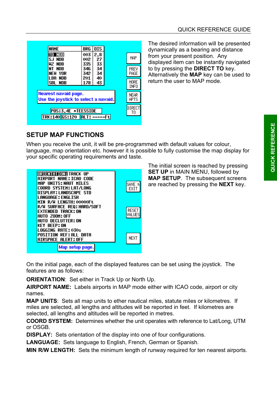 Setup map functions, Setup map functions 10 | BendixKing SKYMAP IIIC User Manual | Page 39 / 155