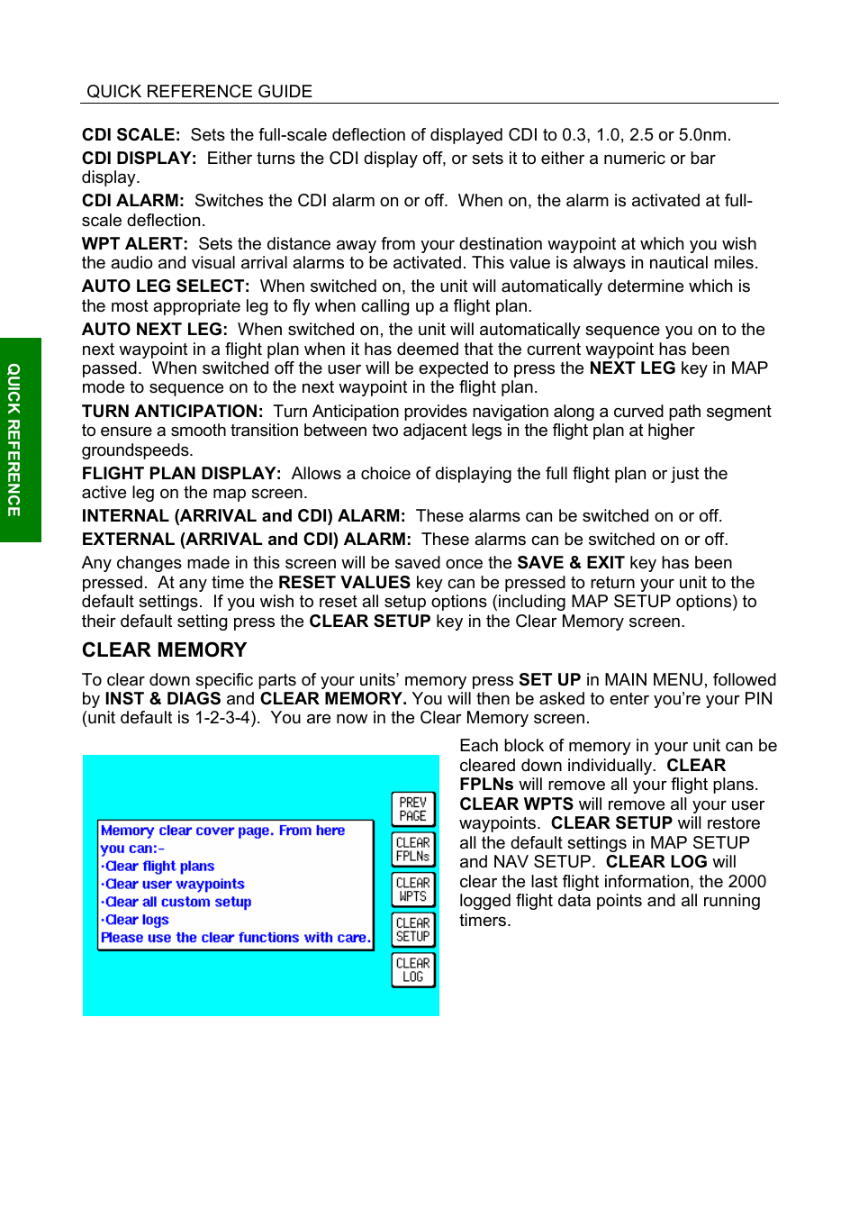 Clear memory, Clear memory 13 | BendixKing SKYMAP IIIC User Manual | Page 42 / 155