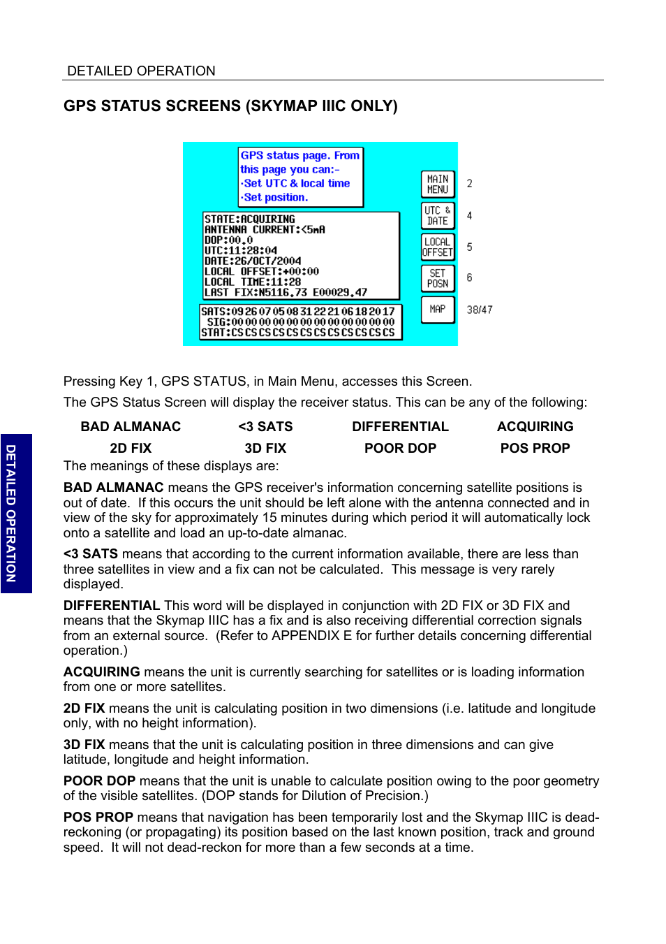 Gps status screens (skymap iiic only) | BendixKing SKYMAP IIIC User Manual | Page 48 / 155