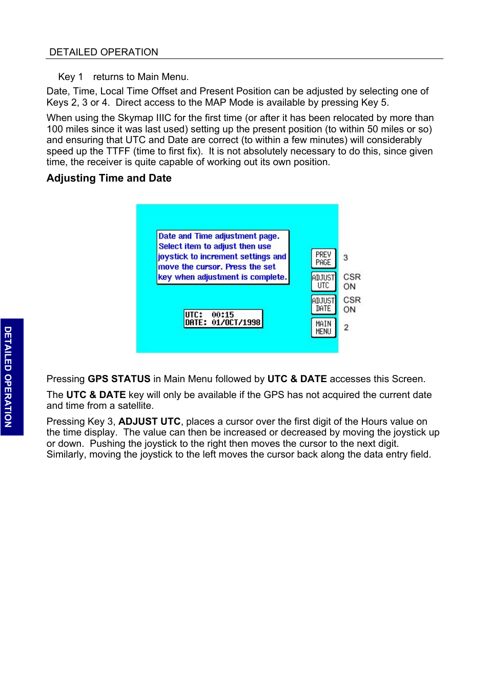 Adjusting time and date | BendixKing SKYMAP IIIC User Manual | Page 50 / 155