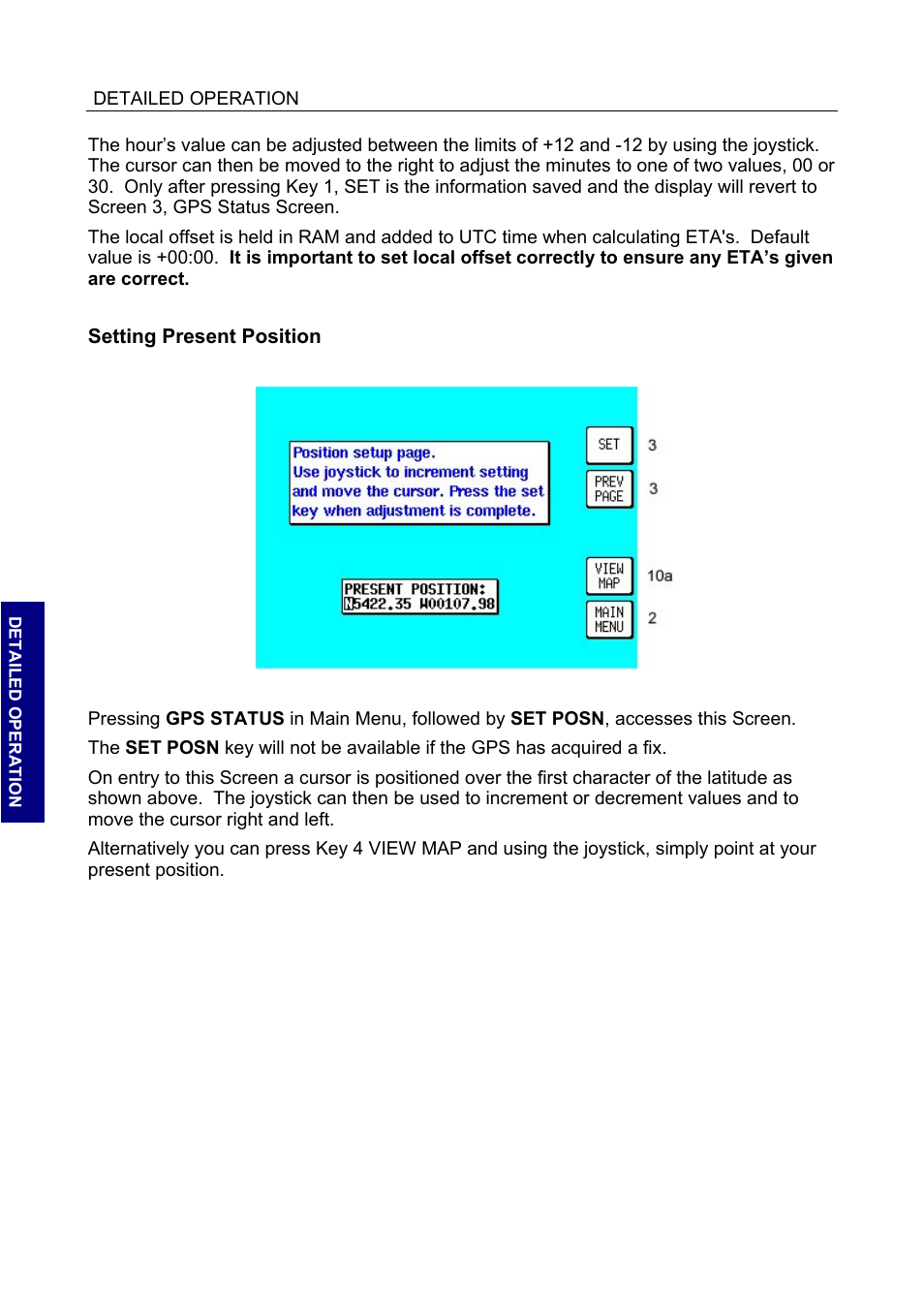 Setting present position | BendixKing SKYMAP IIIC User Manual | Page 52 / 155