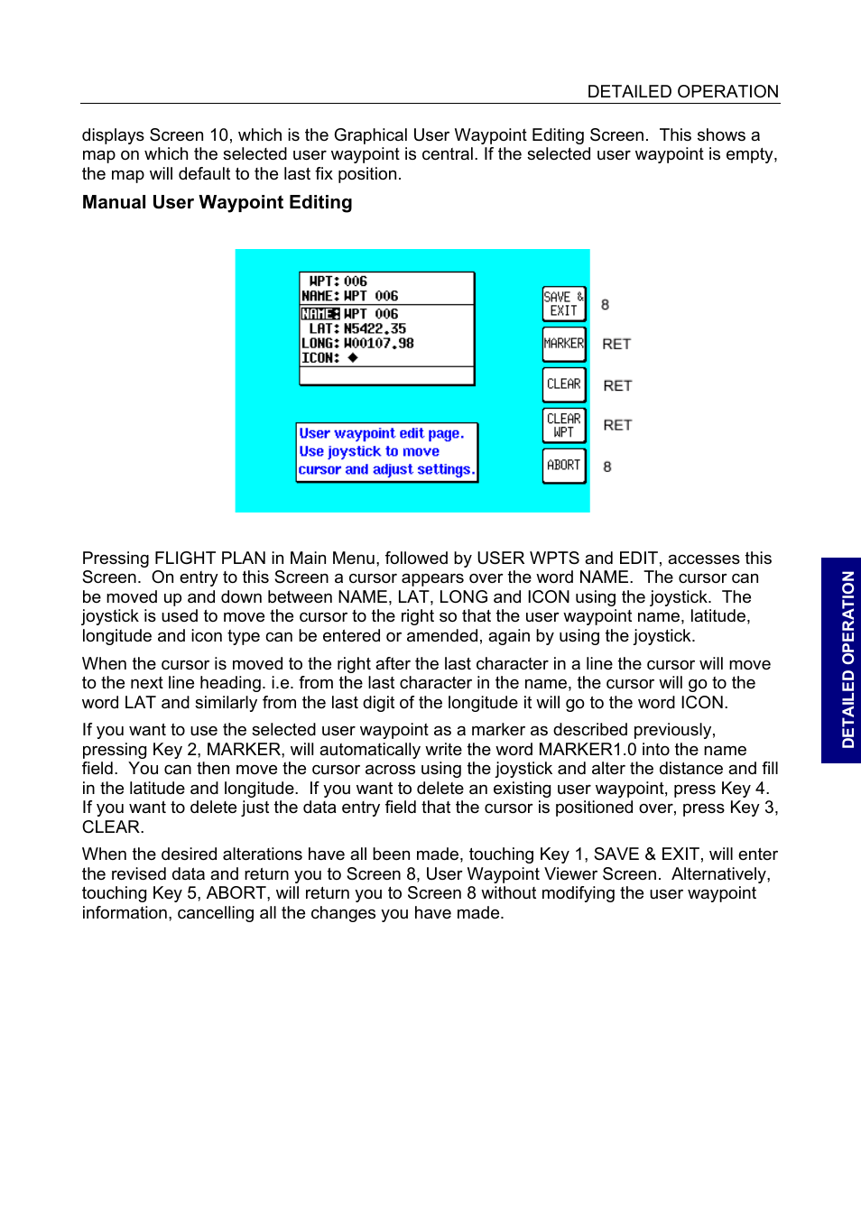 Manual user waypoint editing, Manual user waypoint editing 16 | BendixKing SKYMAP IIIC User Manual | Page 59 / 155