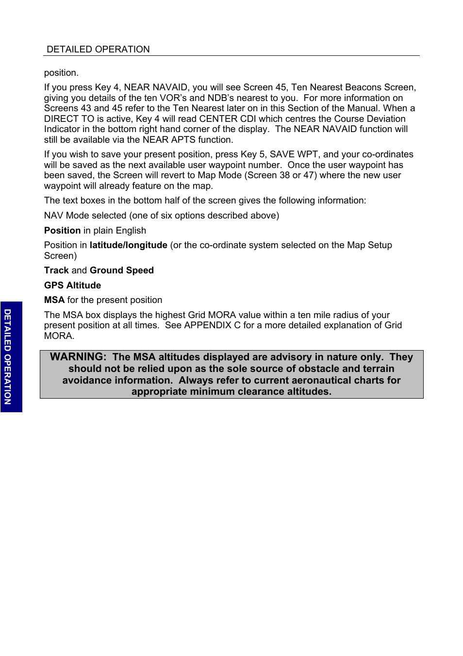 Warning | BendixKing SKYMAP IIIC User Manual | Page 76 / 155