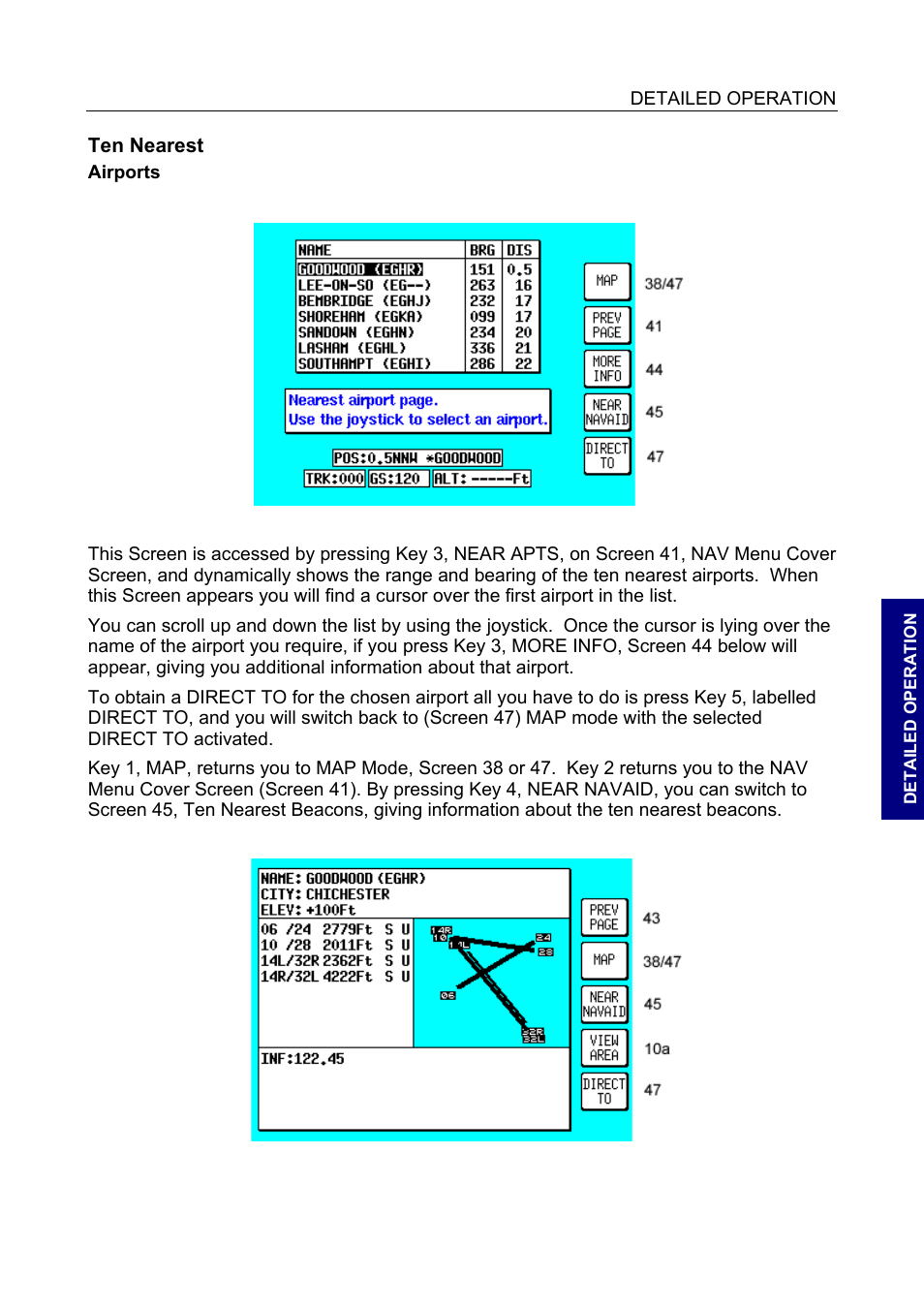 Ten nearest, Airports, Ten nearest 36 | BendixKing SKYMAP IIIC User Manual | Page 79 / 155