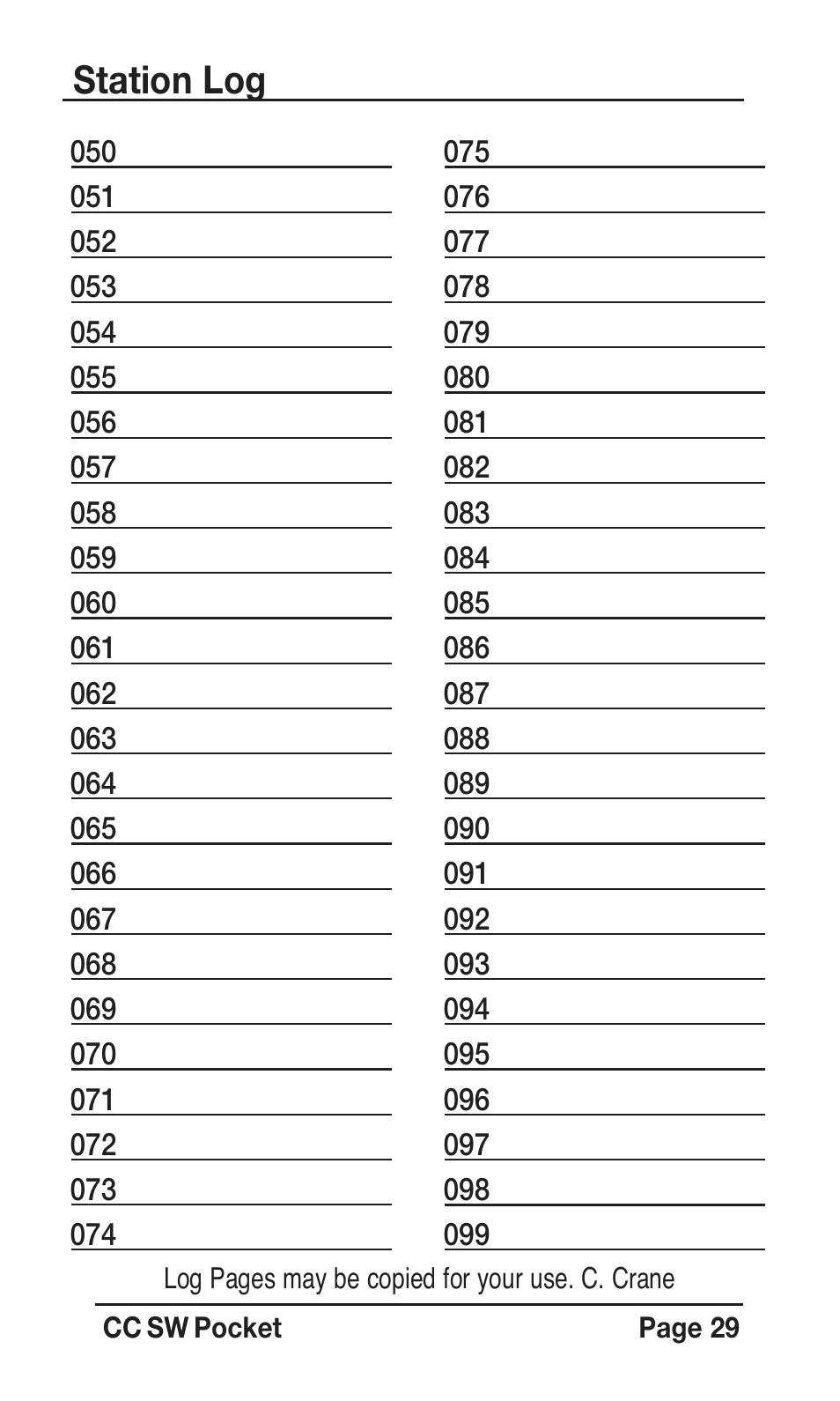 Station log | C. Crane SWPR User Manual | Page 29 / 32