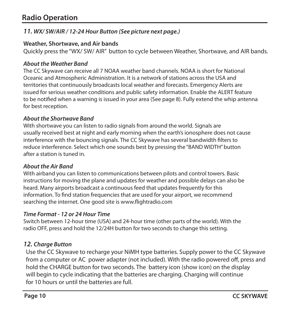 Radio operation | C. Crane SKWV User Manual | Page 10 / 20