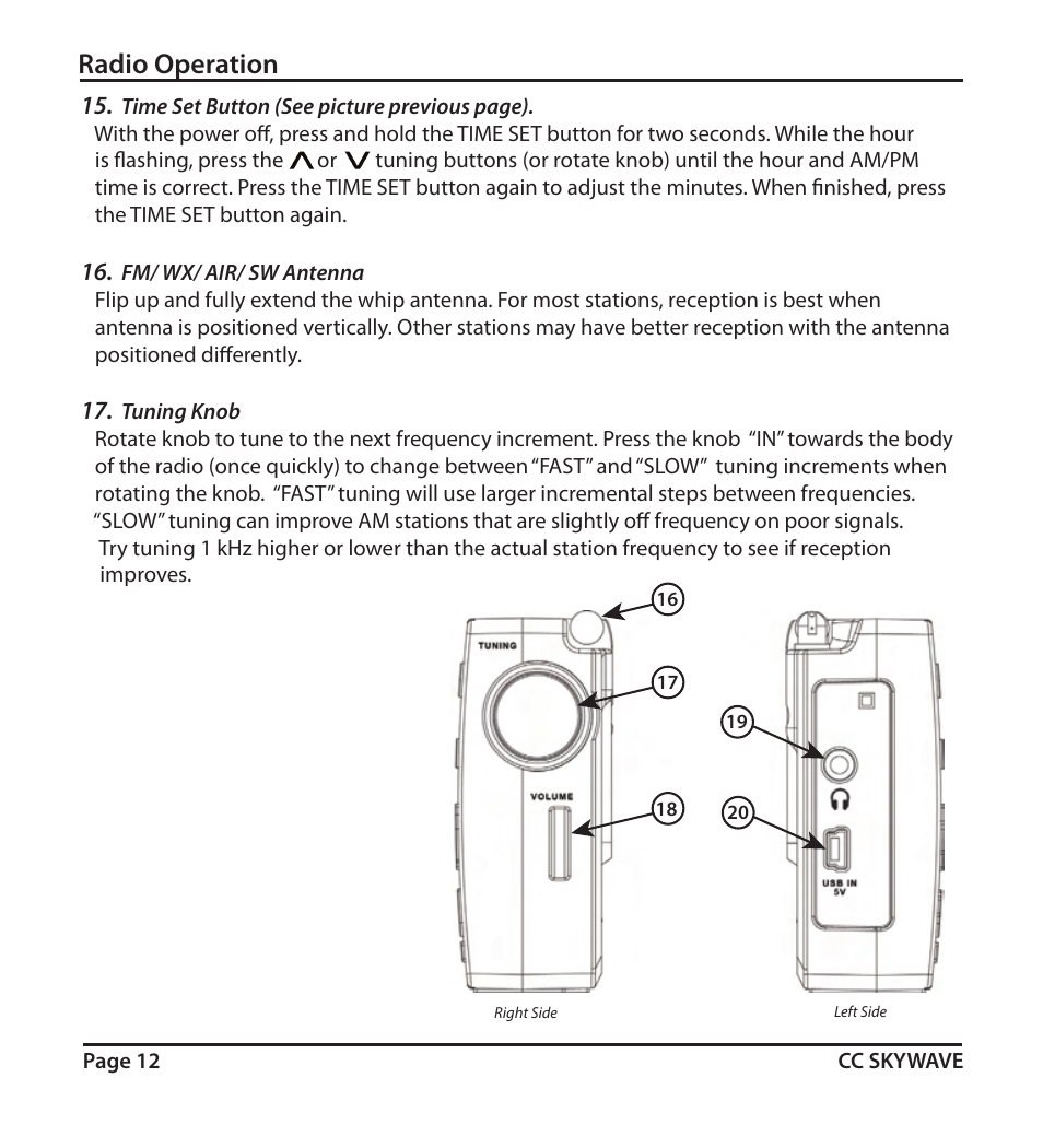 Radio operation | C. Crane SKWV User Manual | Page 12 / 20