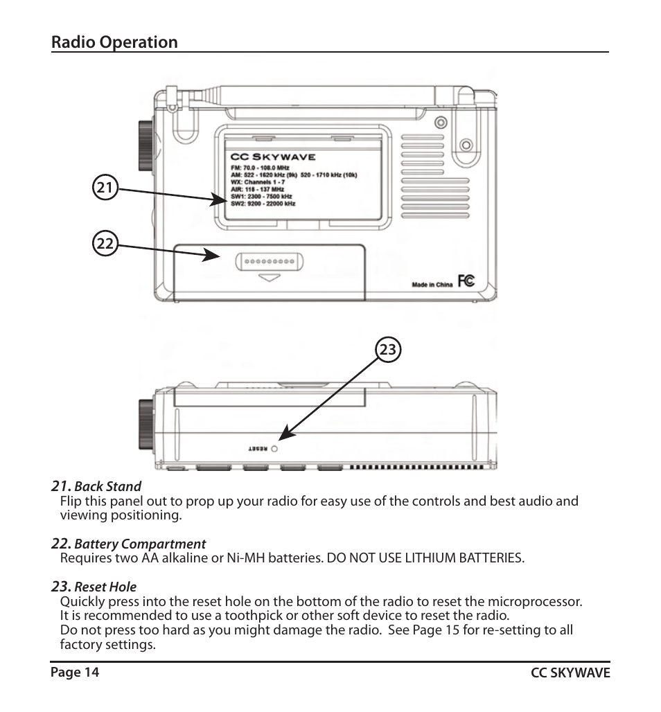 Radio operation | C. Crane SKWV User Manual | Page 14 / 20