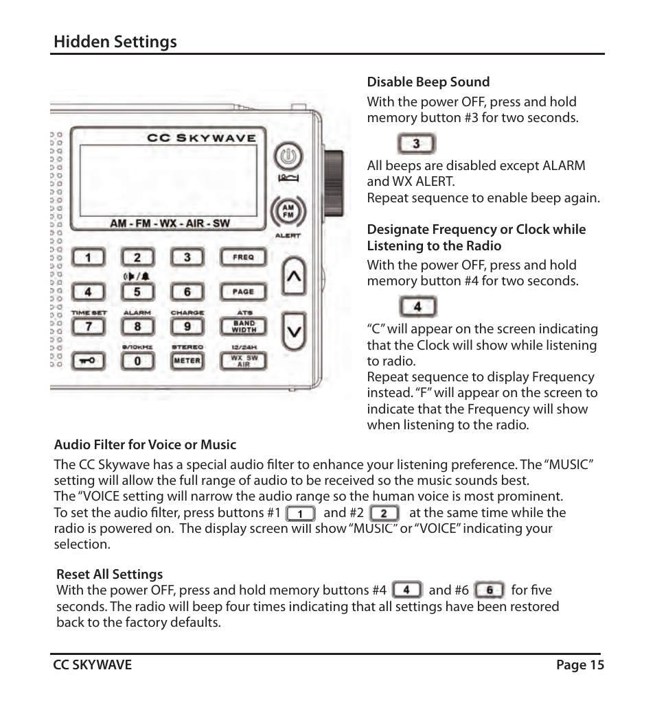 Hidden settings | C. Crane SKWV User Manual | Page 15 / 20