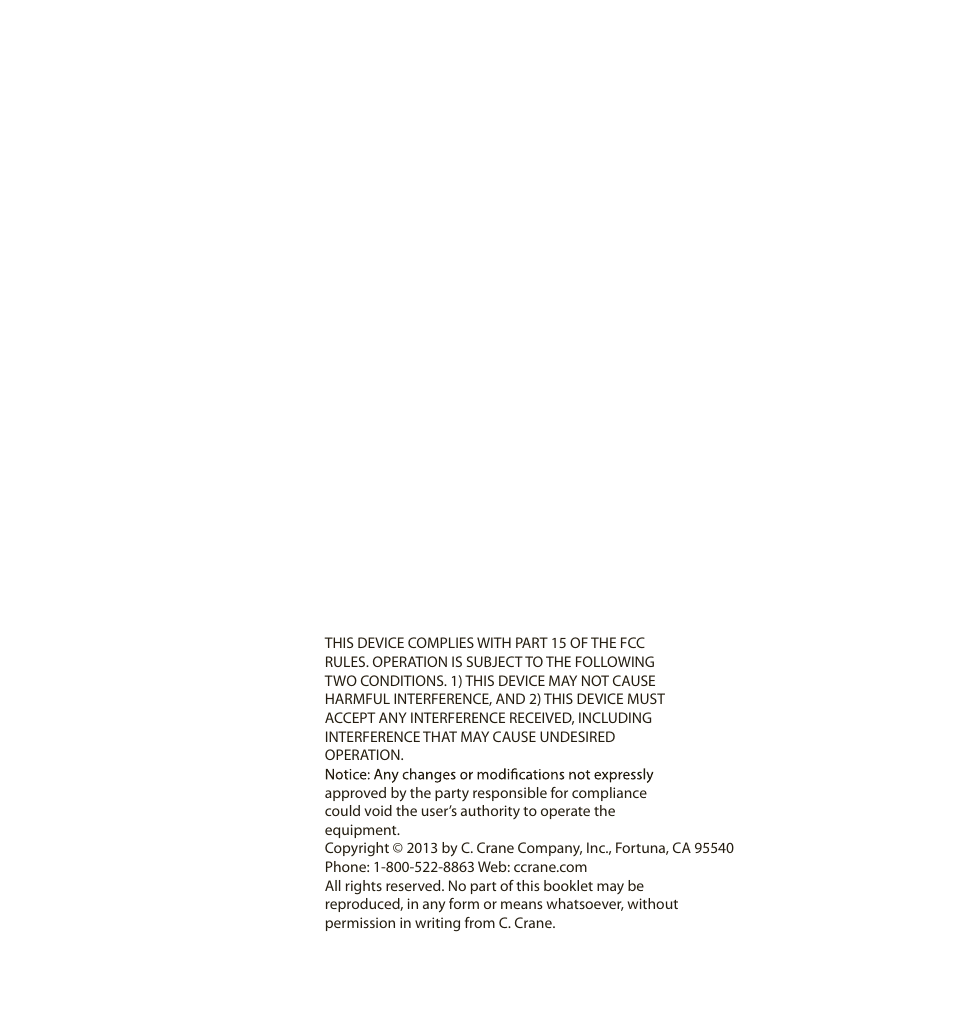 C. Crane SKWV User Manual | Page 20 / 20