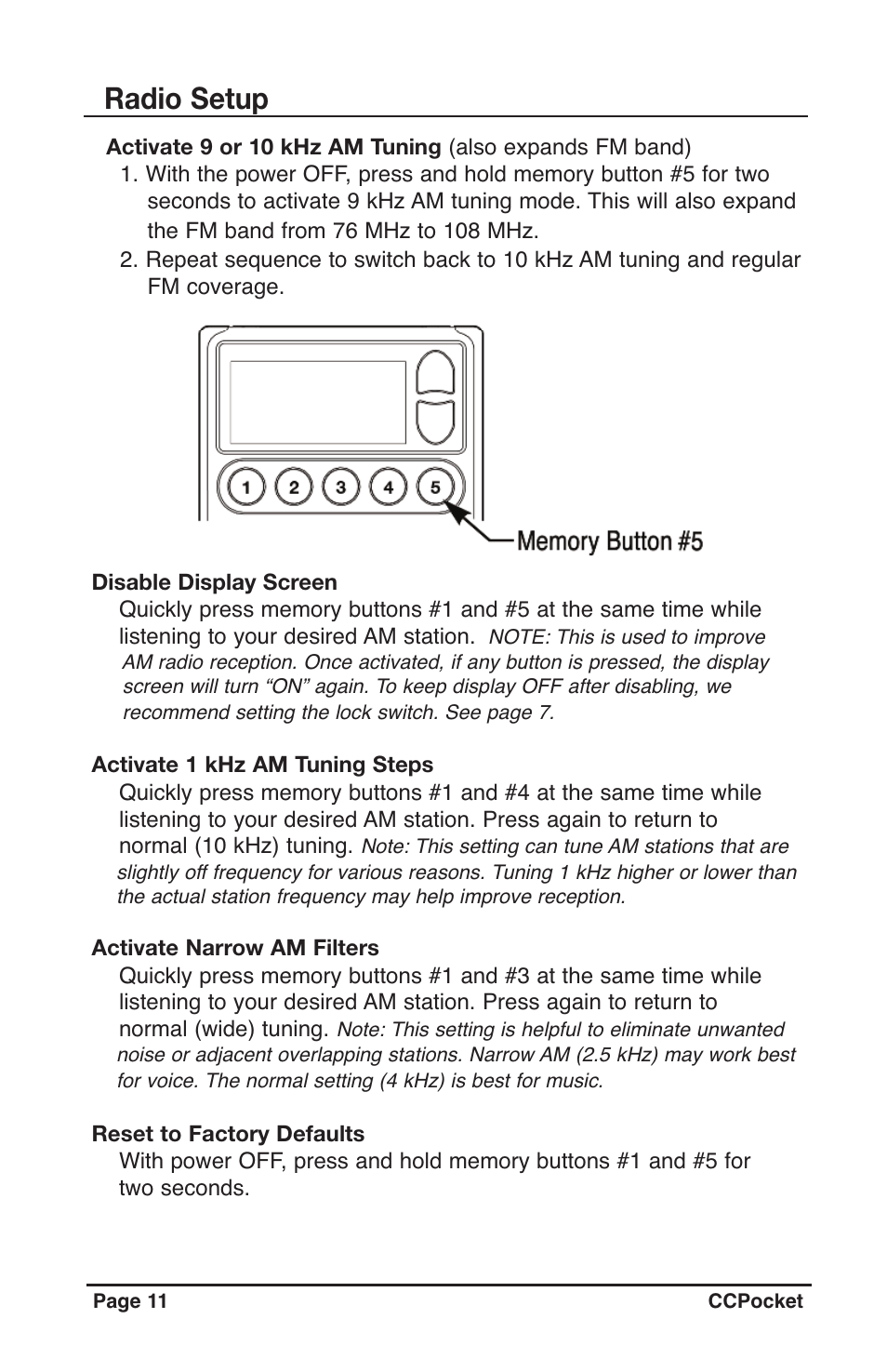 Radio setup | C. Crane CCPKTR User Manual | Page 11 / 14