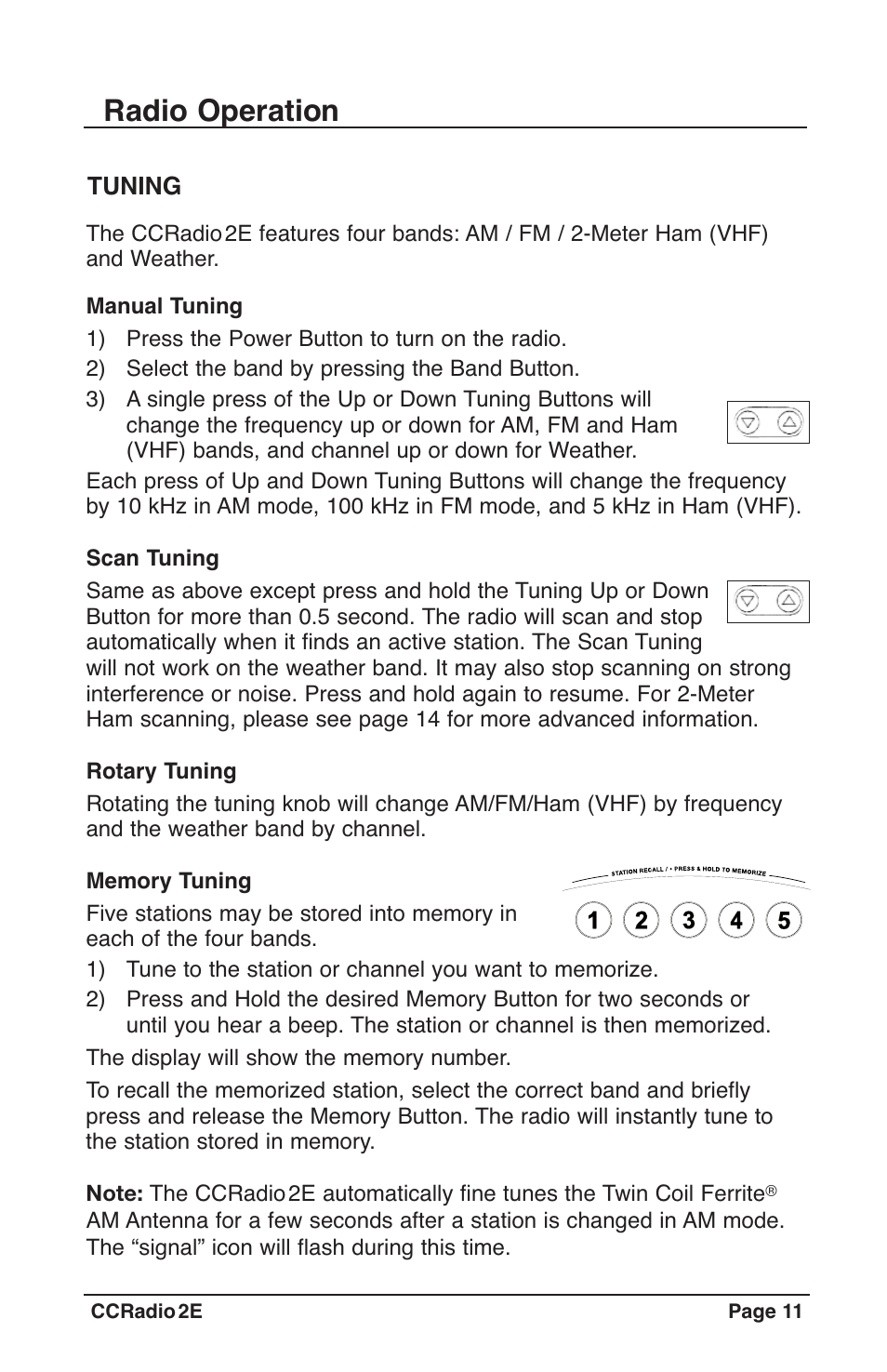 Radio operation, Tuning | C. Crane CC2TER User Manual | Page 11 / 32