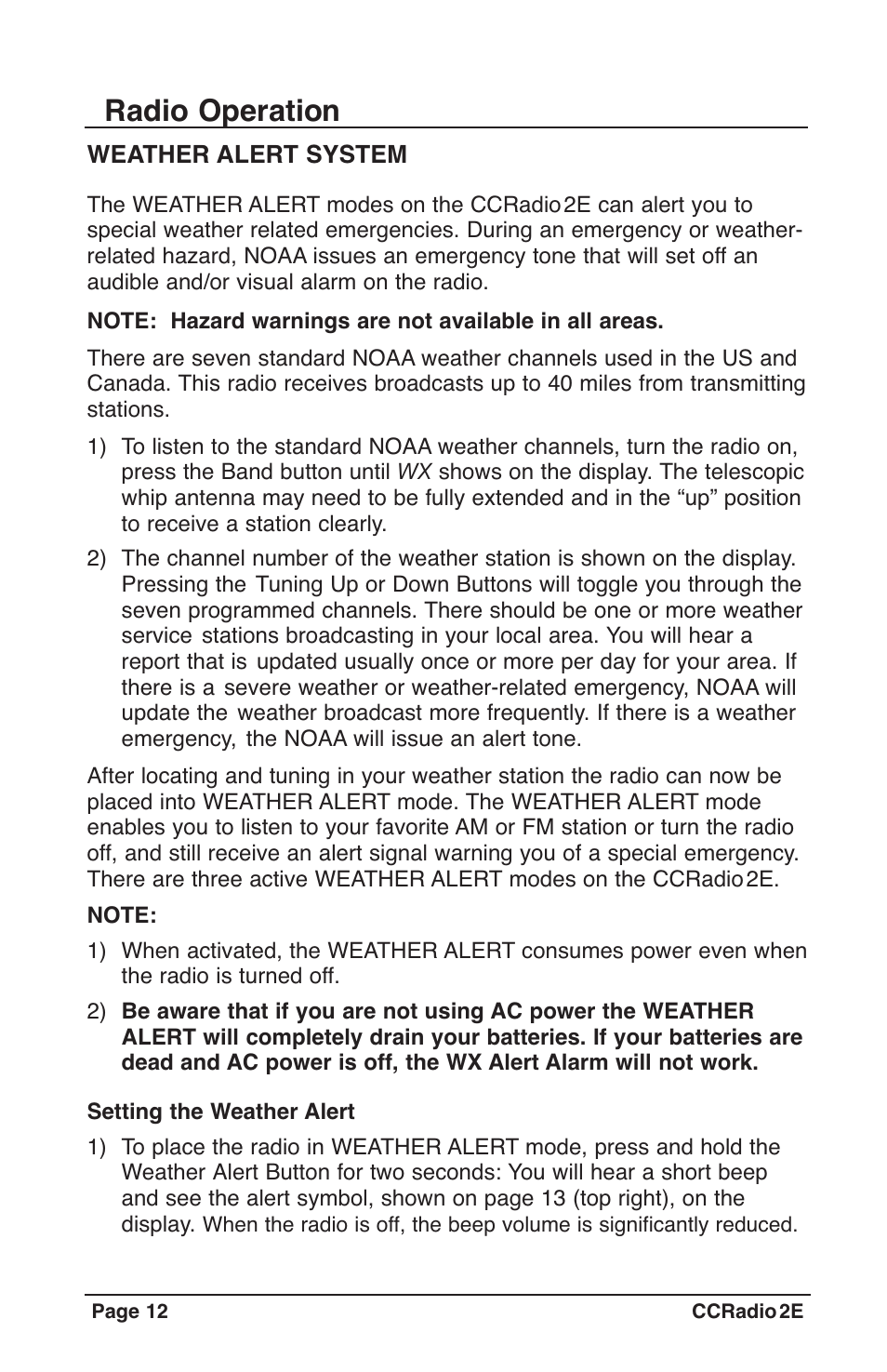 Radio operation | C. Crane CC2TER User Manual | Page 12 / 32