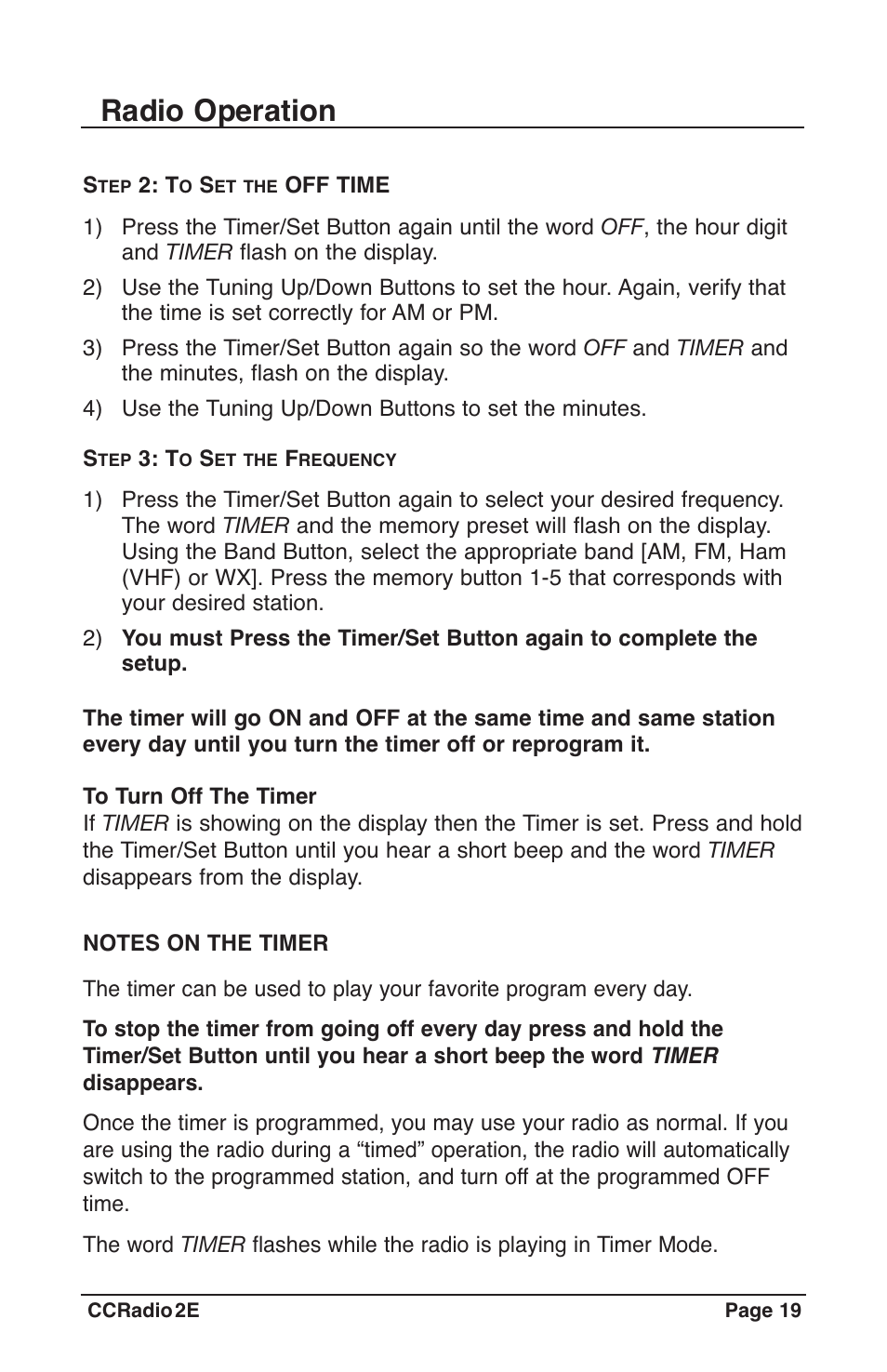Radio operation | C. Crane CC2TER User Manual | Page 19 / 32