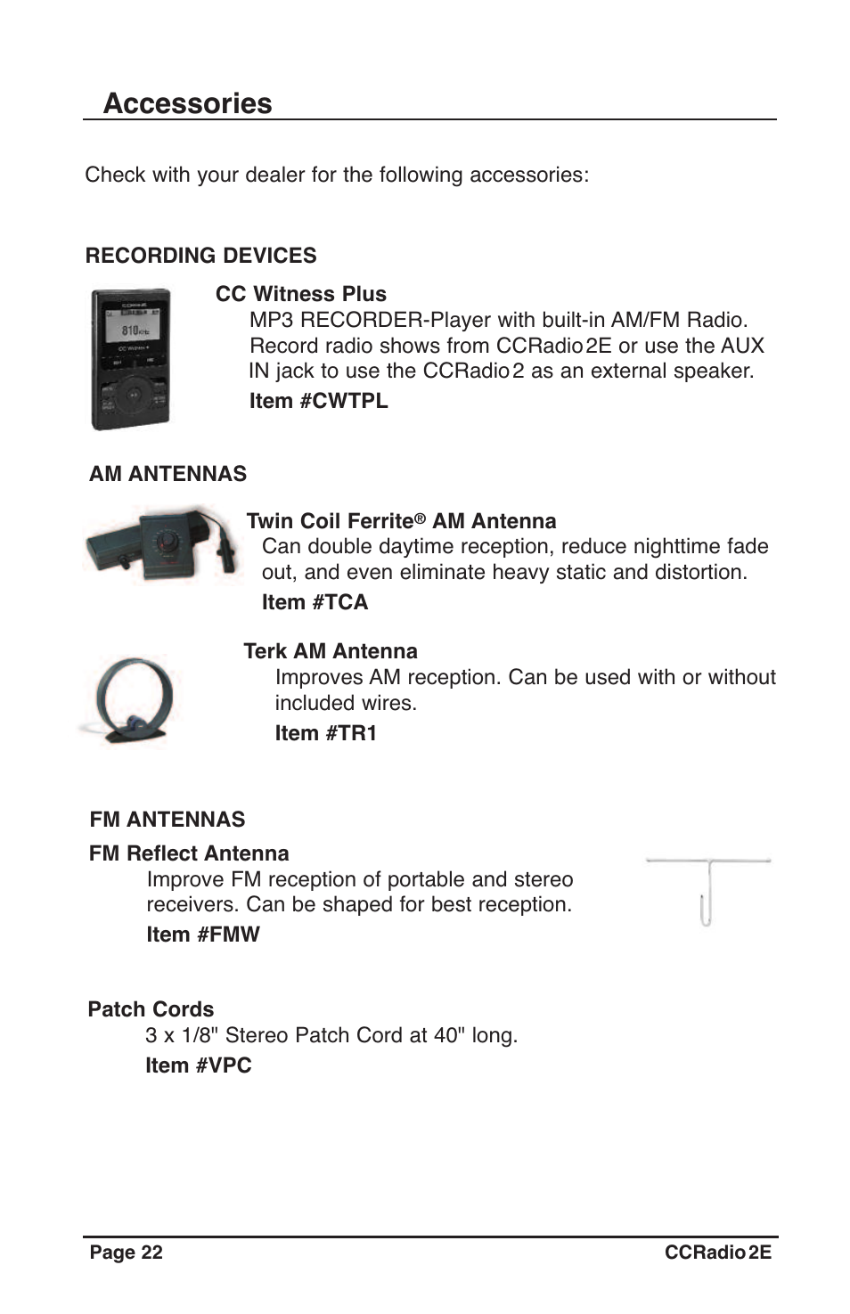 Accessories | C. Crane CC2TER User Manual | Page 22 / 32