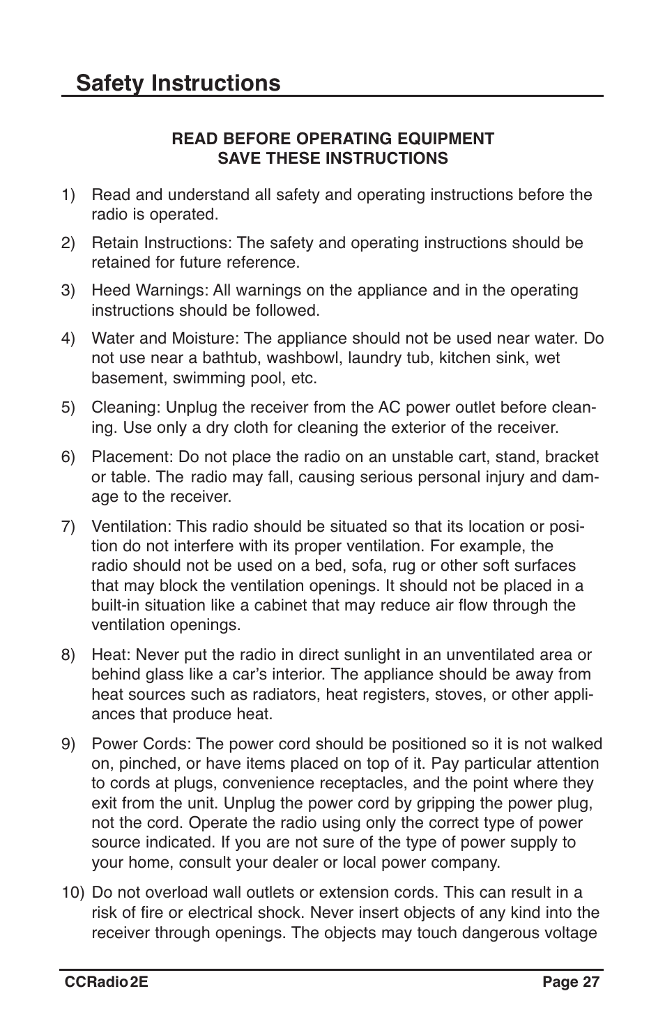 Safety instructions | C. Crane CC2TER User Manual | Page 27 / 32