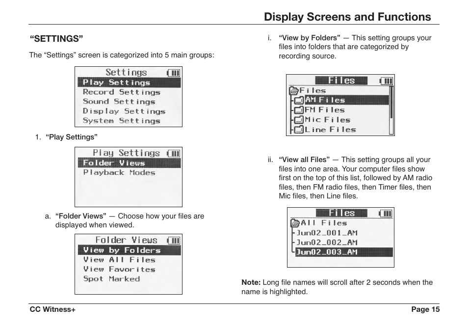 Display screens and functions | C. Crane CWTPL User Manual | Page 15 / 36
