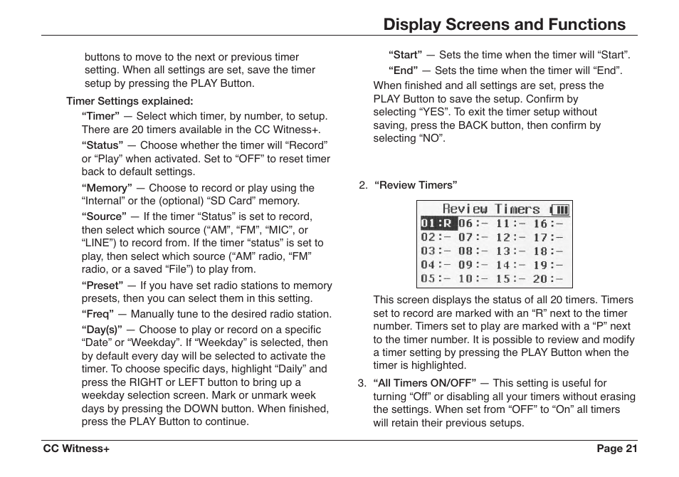 Display screens and functions | C. Crane CWTPL User Manual | Page 21 / 36