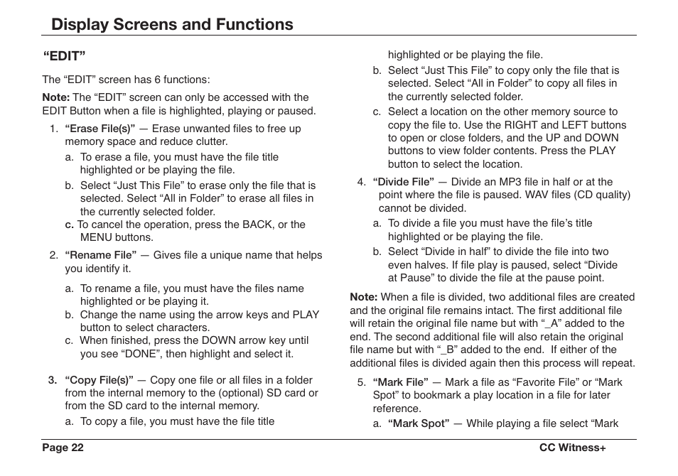 Display screens and functions | C. Crane CWTPL User Manual | Page 22 / 36