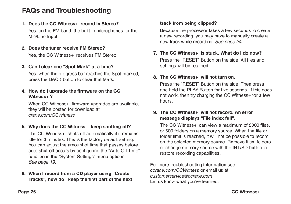 Faqs and troubleshooting | C. Crane CWTPL User Manual | Page 26 / 36
