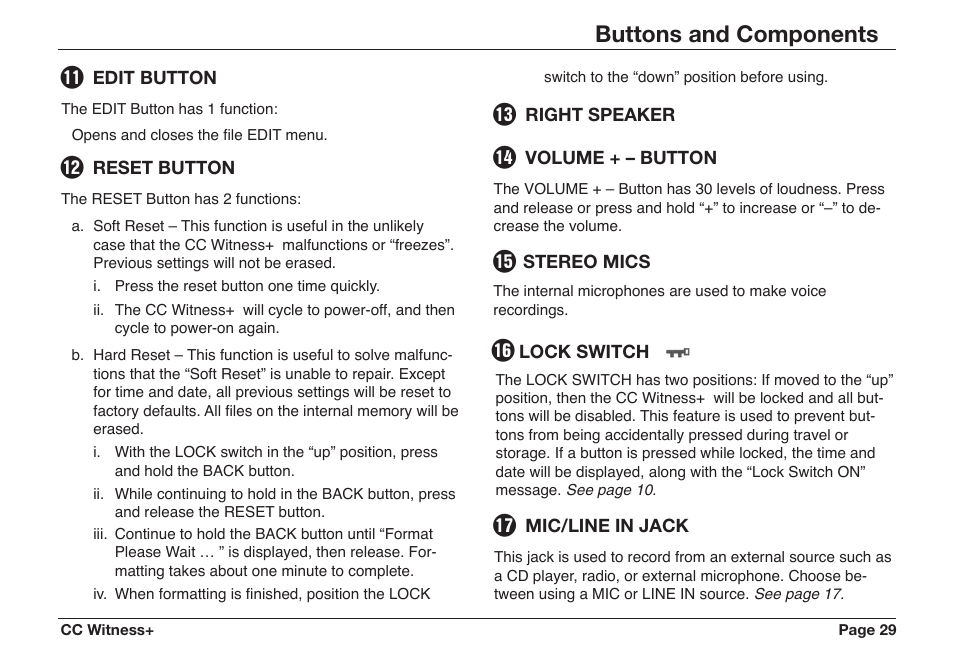 Buttons and components | C. Crane CWTPL User Manual | Page 29 / 36