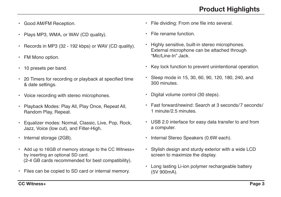 Product highlights | C. Crane CWTPL User Manual | Page 3 / 36
