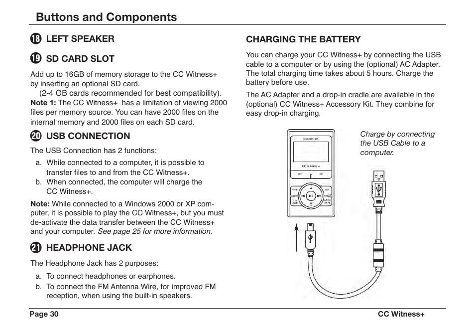 Buttons and components | C. Crane CWTPL User Manual | Page 30 / 36