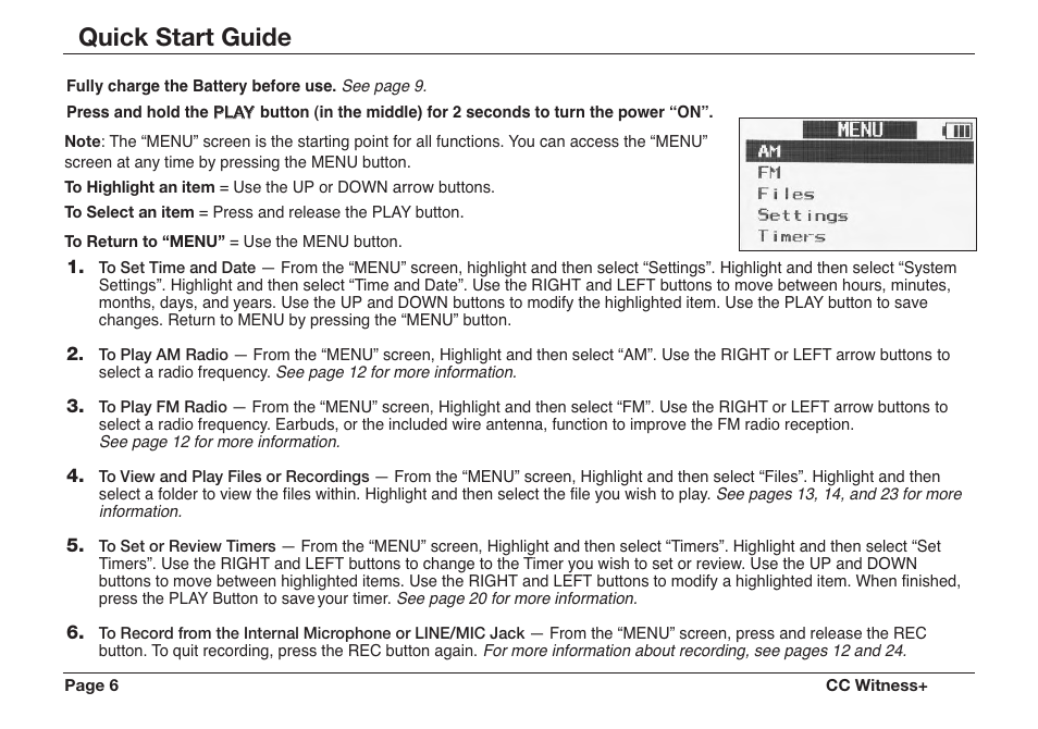 Quick start guide | C. Crane CWTPL User Manual | Page 6 / 36